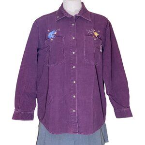 Vintage Disney Embroidered Pooh & Eeyore Button Down Long Sleeve Flannel Shirt S